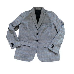 Talbots Glen Plaid Button Long Sleeve Academia Blazer Grey Red Check Size 14